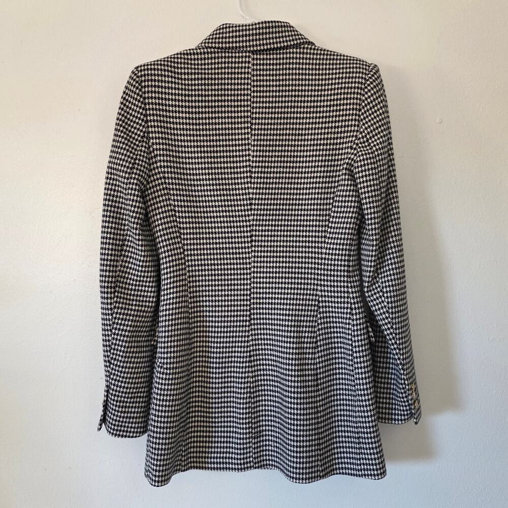 Zara Houndstooth Double Breasted Blazer Jacket Collared Gold Button Tweed XS - Picture 4 of 11